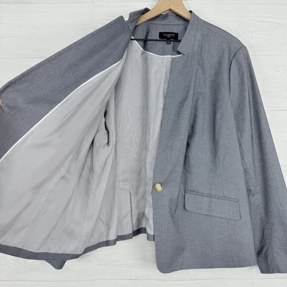 Talbots Womens Blazer Plus Size 22W Gray Cotton Blend Career Office Corporate - Picture 5 of 16